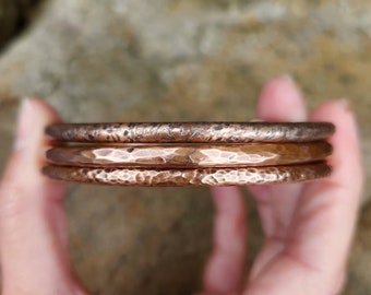 Handmade copper bangle bracelet