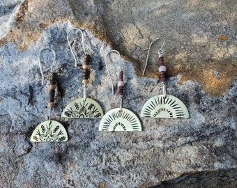 Handmade copper and bronze earrings.