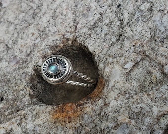 Handmade recycled moonstone sterling silver ring