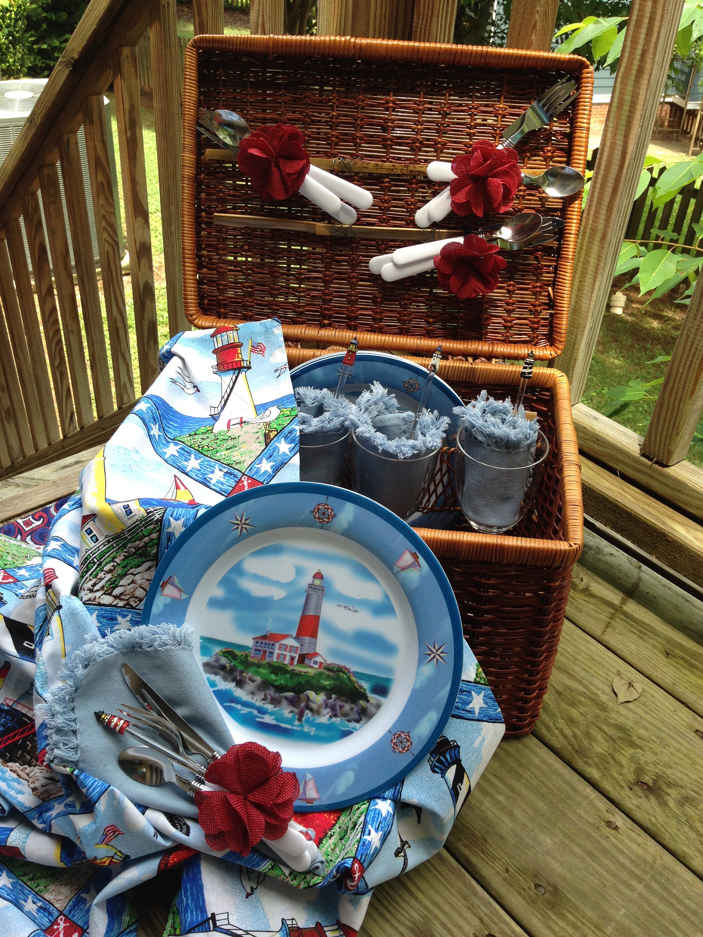 Lighthouse Picnic Cloth Wedding Gift Picnic Basket Set for Etsy