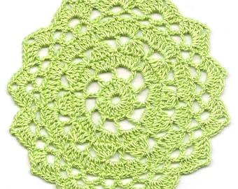 Mini Crochet Doily Lace Doilies Table decoration Crocheted Doily Centerpiece Handmade Wedding Doily Napkin Bohemian Decor Round Green Flower