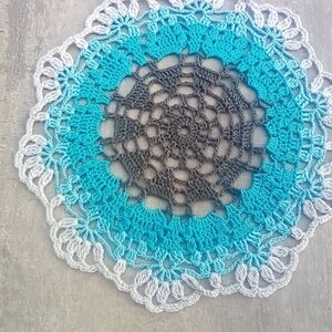 Crochet Doily Eco Friendly Ombre Grey Electric Blue Cotton Round Doilies Crocheted Centerpiece Lacy Home Decor Wedding Decorative Bohemian