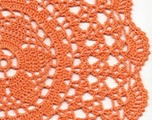 Crochet Doily Lace Orange Handmade Cotton Handcrafted Round Doilies Crocheted Centrepiece Lacy Home Decor Wedding Decorative Bohemian Design