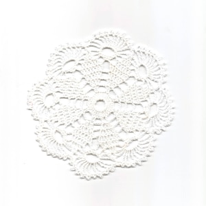 Mini Crochet Doily: White Lace, Bohemian Table Decoration (6 inch)