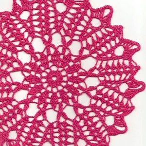 Lace Crochet Doily Bright Pink Handmade Linen Handcrafted Round Doilies Crocheted Centerpiece Lacy Home Decor Wedding Decorative Bohemian