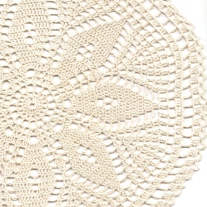 Handmade Crochet Doily: Cream Cotton Lace, 15&quot; Round