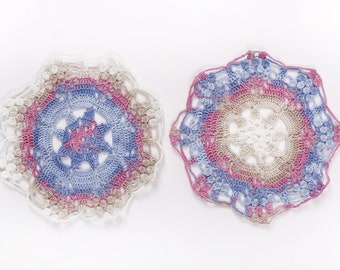 Juego de tapetes de crochet de algodón multicolor, hechos a mano (18 cm)