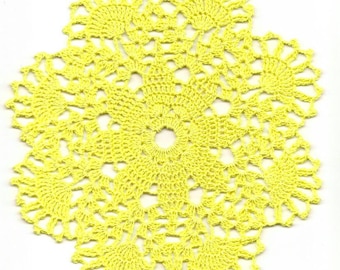 Handmade Yellow Crochet Doily, Vintage Style Decor (8 inch)