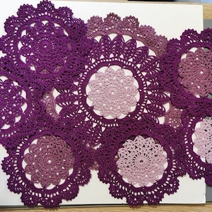 7Crochet Doilies Cotton Doily Set Beautiful Unique Handmade Home Decoration Modern Interior Centerpiece and Coaster Set Family Colorful