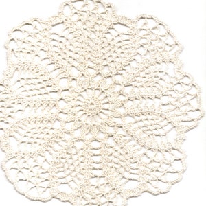 Crochet Doily: Cream Cotton Lace, Rustic Farmhouse Decor (9 inch)