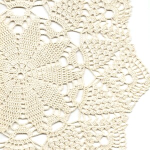 Crochet Doily: 15&quot; Cream Cotton Pineapple Lace, Wedding Home Decor