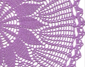 Tapete de ganchillo, encaje de algodón morado, diseño de flor mandala (45 cm)