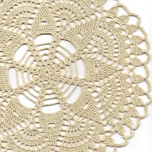 Crochet Doily: Cream Cotton Lace, Rustic Farmhouse Decor (12 inch)