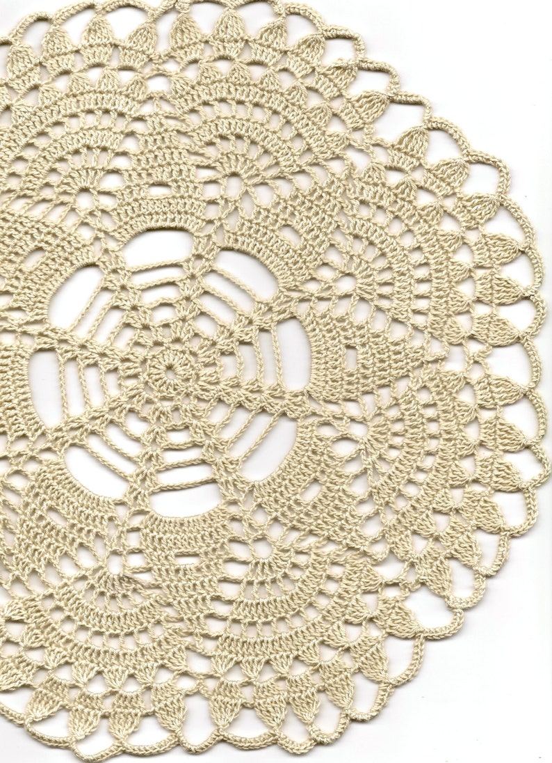 Crochet doilies Crocheted Lace Doily Rustic farmhouse Vintage Inspired Natural cotton Round Placemat Cream Wedding Country Style Decor image 1