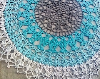 Crochet Doily Eco Friendly Dark Grey Electric Blue Cotton Round Doilies Crocheted Centerpiece Lacy Home Decor Wedding Decorative Bohemian