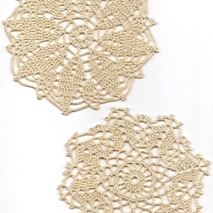 2 Crochet Lace Doily Small Crocheted Doilies Housewarming Gift Home Wedding Decor Handmade Decoration Cotton Textile Art Vintage Set Of 2