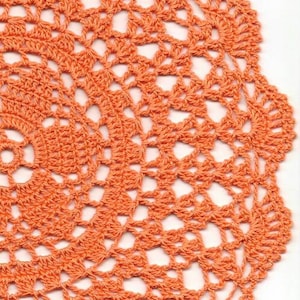 Crochet Doily Lace Orange Handmade Cotton Handcrafted Round Doilies Crocheted Centrepiece Lacy Home Decor Wedding Decorative Bohemian Design