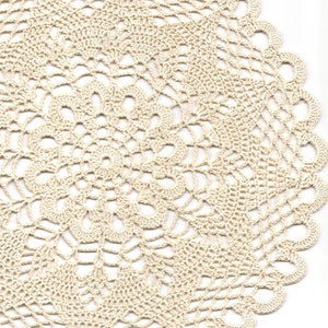 Handmade Crochet Lace Doily: Cream Cotton Table Mat, Wedding Decor