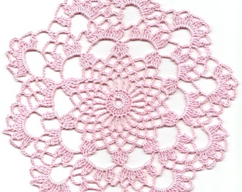 Crochet Doily Lace Doilies Table decoration Crocheted Doily Centerpiece Handmade Wedding Doily Napkin Boho Bohemian Decor Round Pink Flower