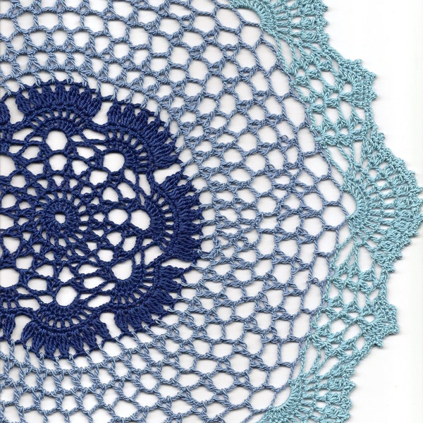 Ombre Lace Crochet Doily Blue Handmade Cotton Handcrafted Round Doilies Crocheted Centrepiece Lacy Home Decor Wedding Decorative Bohemian