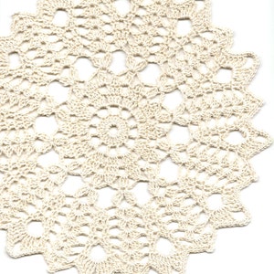 Crochet Wedding Doily: Cream Cotton Lace Table Centerpiece (9 inch)