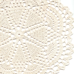Crochet Linen Doily: 13&quot; Cream Lace Mandala, Wedding Home Decor