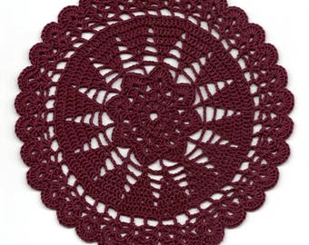 Crochett Doily Handmade  Lace Lacy Doilies Wedding Decoration Home Decor Flower Mandala Dream Catcher Crocheted Round Burgundy Modern