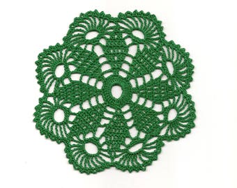 Mini Crochet Doily Lace Doilies Table decoration Crocheted Doily Centerpiece Handmade Wedding Doily Napkin Bohemian Decor Round Green Flower