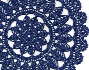 Crochet Doily Lace Doilies Table Decoration Crocheted Doilies Centerpiece Hand Made Wedding Doily Napkin Boho Bohemian Decor Round Navy Blue