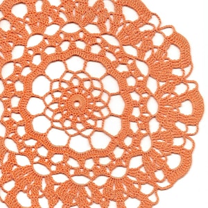 Crochet Doily Lace Orange Handmade Cotton Handcrafted Round Doilies Crocheted Centrepiece Lacy Home Decor Wedding Decorative Bohemian Design