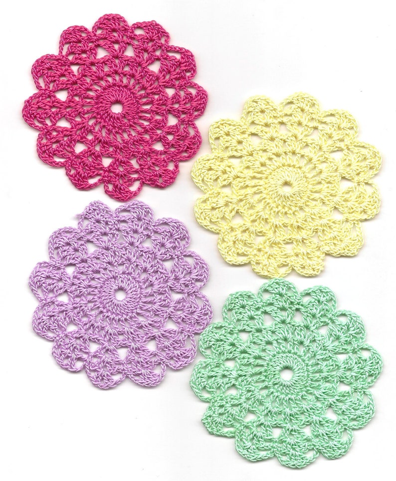 Set Of 4 Crocheted Doilies Crochet Medallions Assortment Mini Etsy