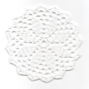 Mini Crochet Doily: White Cotton Lace, Bohemian Table Decor (5 inch)