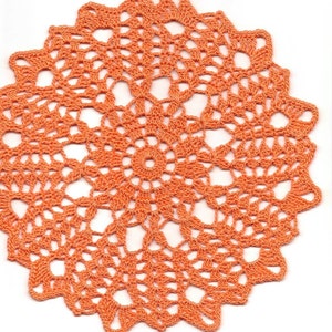 Crochet Doily Lace Orange Handmade Cotton Handcrafted Round Doilies Crocheted Centrepiece Lacy Home Decor Wedding Decorative Bohemian Design