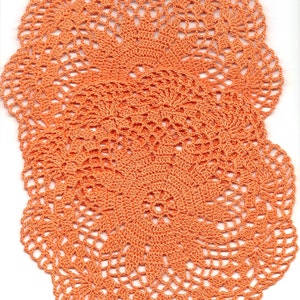 2 Crochet Doilies, Orange Doilies, Cotton Doily, Round Doily, Crocheted Centrepiece, Lace Doilies, Home Decor, Wedding Decoration, Bohemian