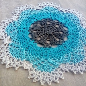 Crochet Doily Eco Friendly Silver Grey Electric Blue Cotton Round Doilies Crocheted Centerpiece Lacy Home Decor Wedding Decorative Bohemian