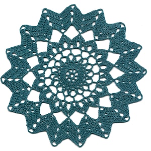 Crochet Doily Green Teal Handmade Cotton Handcrafted Round Lace Doilies Crocheted Centerpiece Lacy Home Decor Wedding Decorative Bohemian