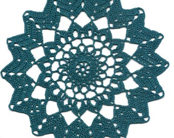 Crochet Doily Green Teal Handmade Cotton Handcrafted Round Lace Doilies Crocheted Centerpiece Lacy Home Decor Wedding Decorative Bohemian