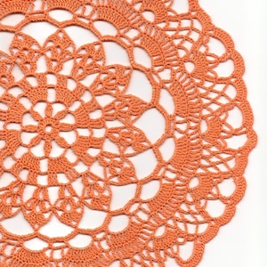 Crochet Doily Lace Orange Handmade Cotton Handcrafted Round Doilies Crocheted Centrepiece Lacy Home Decor Wedding Decorative Bohemian Design
