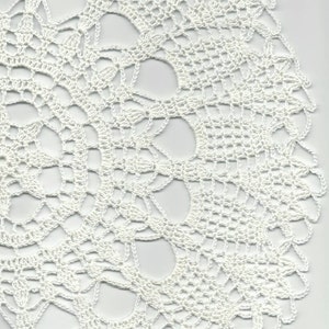 Crochet Doily: White Cotton Lace, Rustic Farmhouse Decor (14 inch)
