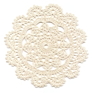 Handmade Crochet Linen Doily: Beige Lace Table Decor (7 inch)