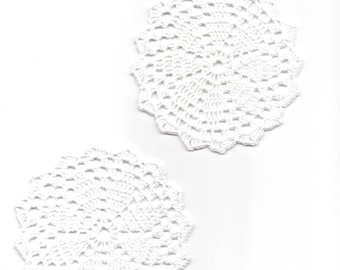 2 Mini Crochet Doilies Lace Doily Table decoration Crocheted Scrapbook Craft Handmade Wedding Doily Napkin Bohemian Decor Round White Flower