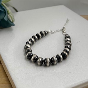 Navajo Pearl Bracelet Handmade in Sterling Silver 7 1/2