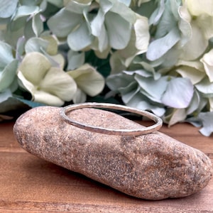 Hammered Sterling Silver Bangle Bracelet: Simple Stacking Bangle