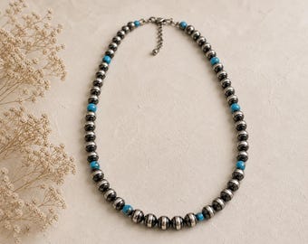 Desert Bloom Navajo Pearl and Turquoise Necklace | Handmade Southwestern Statement Jewelry