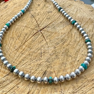 Navajo Pearl Necklace, 6 mm Patterned sterling silver beads. image 3