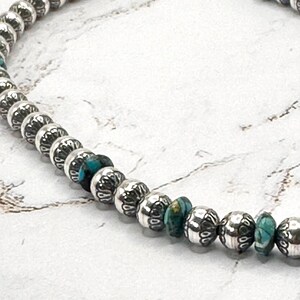 Navajo Pearl Necklace, 6 mm Patterned sterling silver beads. image 2