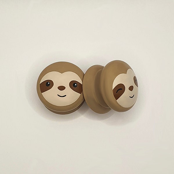 Round | Sloth | Nursery Doorknob | Cupboard Handle | Dresser Drawer | Cabinet Pull | Scandi Dot Door Knobs Kids Room | Furniture Accessories