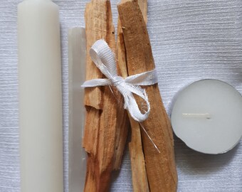 palo santo white candle