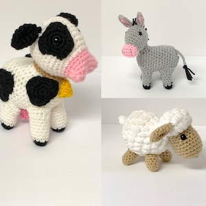 Crochet Farm Animal Pattern - Crochet Cow Pattern - Crochet Donkey Pattern - Crochet Sheep Pattern