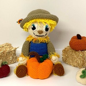 Padrão de espantalho de crochê - Padrão de abóbora de fazenda - Padrão de boneca de espantalho de crochê - Padrão de crochê de Halloween e Ação de Graças